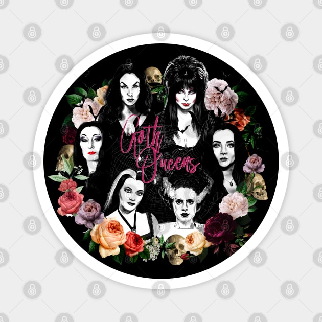 Goth Queens -  Vampira, Lily, Morticia, Frankenstein Magnet by Otracreativa